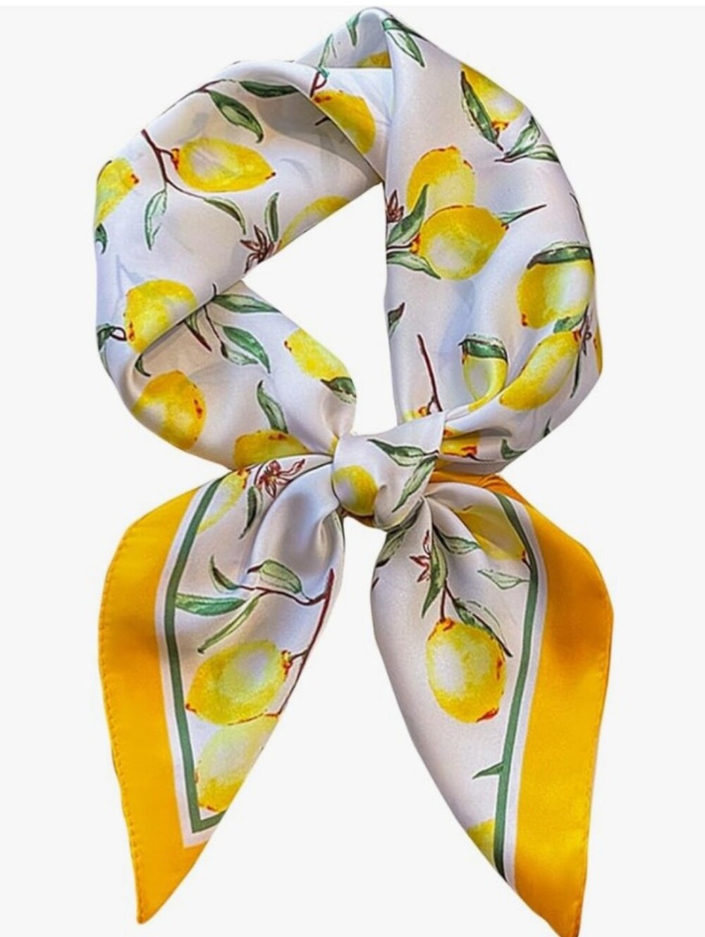 Silk-Feel Lemon Art Print Neck Scarf 27.5'